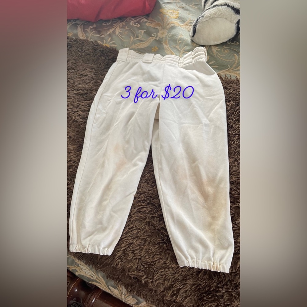 Russell Athletic Youth Baseball / T-ball uniform pants white S 3itemsfor$20